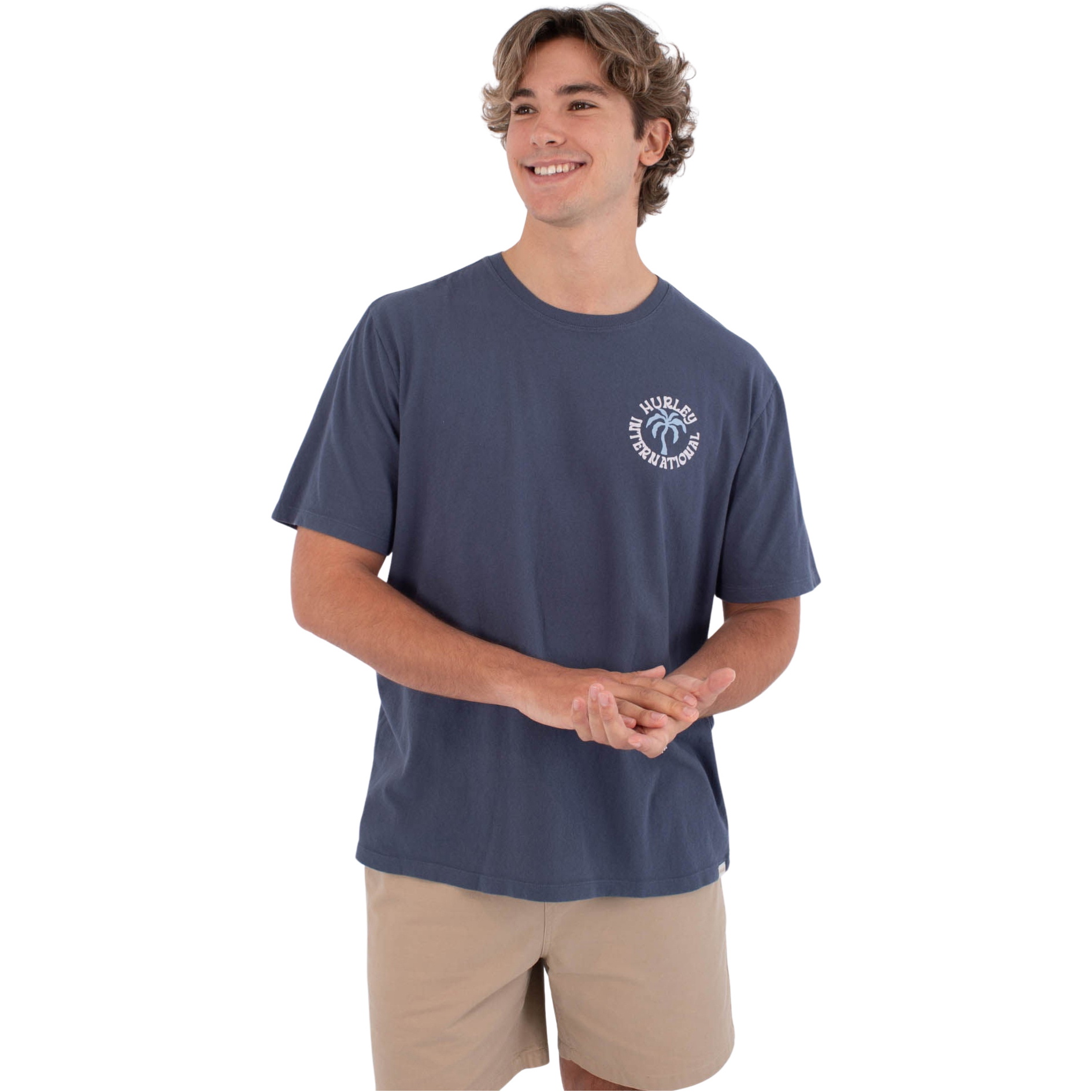 2026 Hurley Mens Palm T-Shirt HSP26MMTS09552435 - Navy